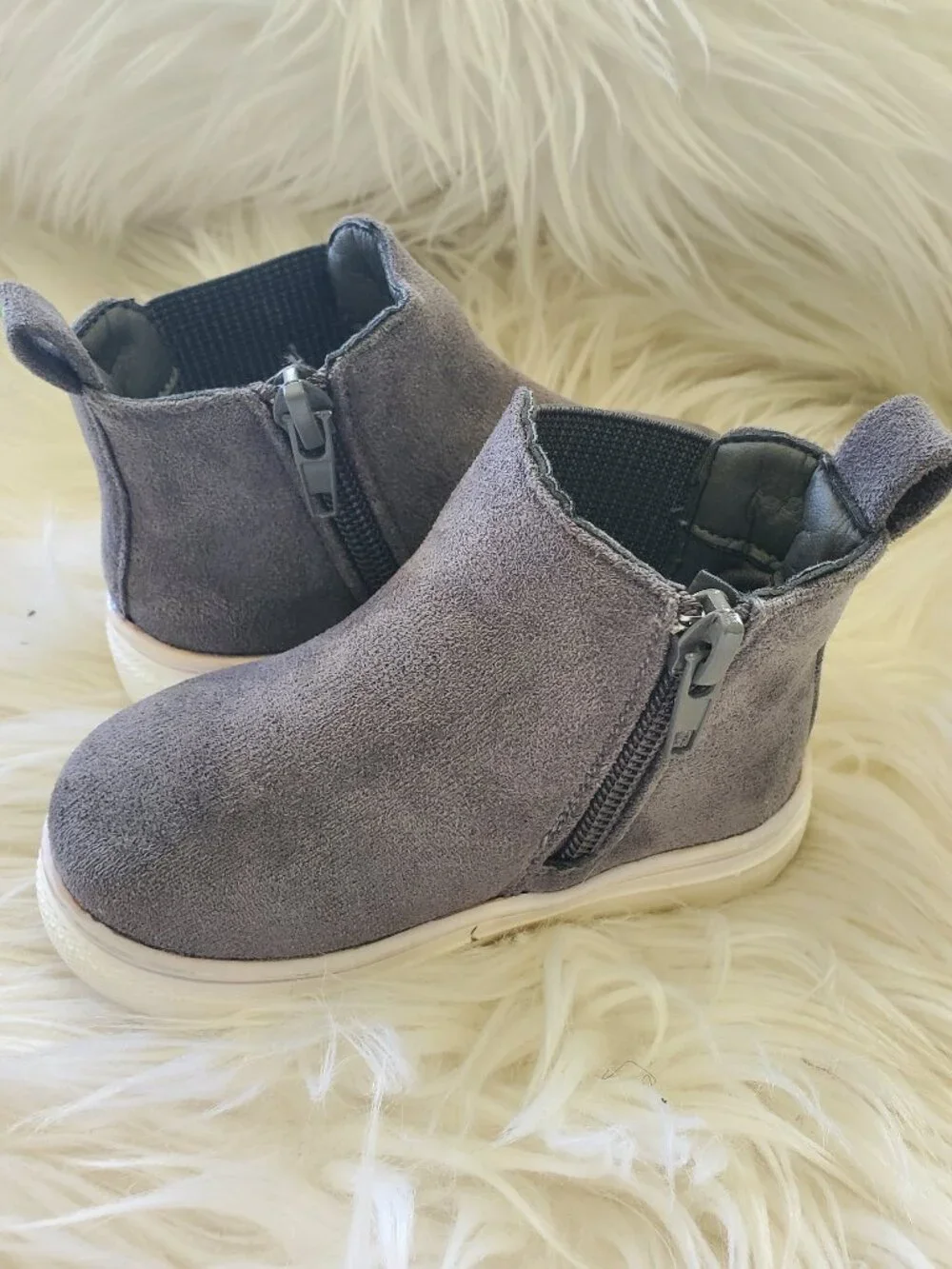 First Steps Toddler Gray High Top Suede Shoes SZ 4